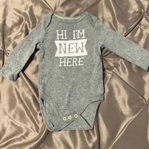 3-6 months I Am New Here onesie